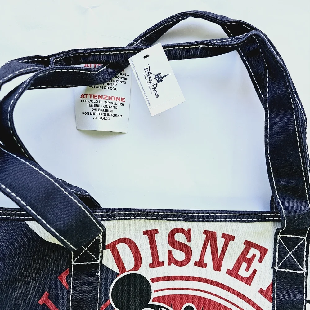 Disney Parks Tote Bag Disney World Mickey Mouse 1971 Cream Blue Canvas
